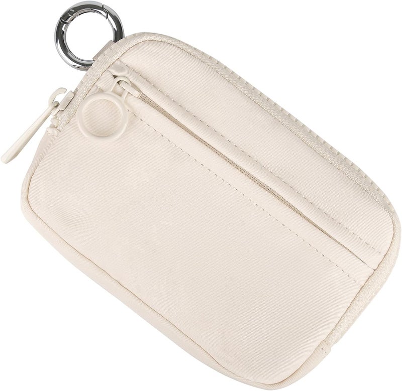 DiDida The Iris Wallet Zip Card Case with ID Window Purses for Women Coin Purse with Zipper Mini Portable Keychain Wallet, Beige - Image 2